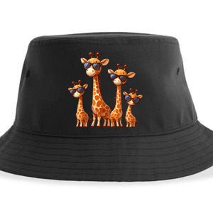 Giraffe Family Sunglasses Safari Zoo Lover Cartoon Giraffes Sustainable Bucket Hat