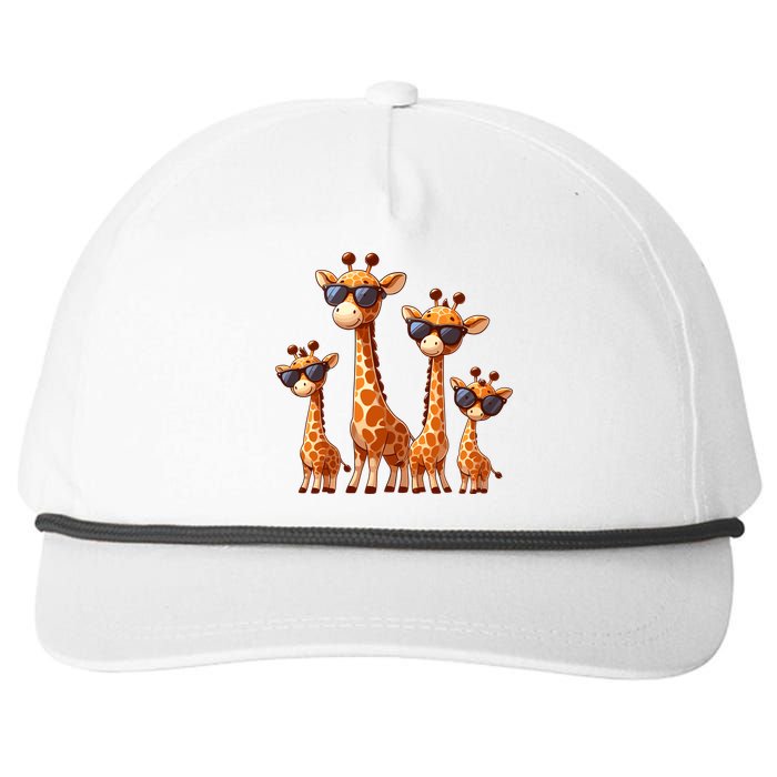 Giraffe Family Sunglasses Safari Zoo Lover Cartoon Giraffes Snapback Five-Panel Rope Hat