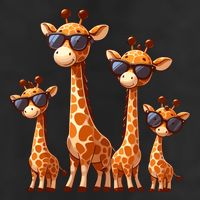 Giraffe Family Sunglasses Safari Zoo Lover Cartoon Giraffes Beanie