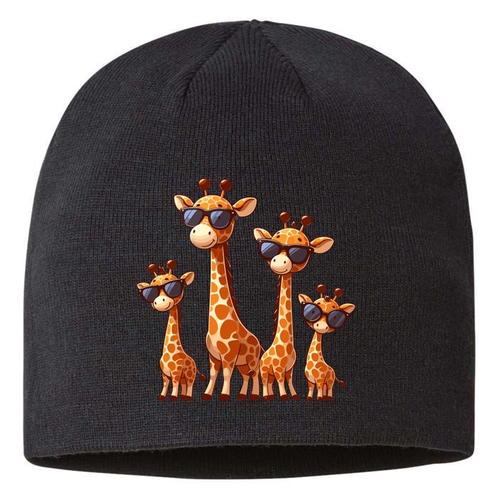 Giraffe Family Sunglasses Safari Zoo Lover Cartoon Giraffes Sustainable Beanie