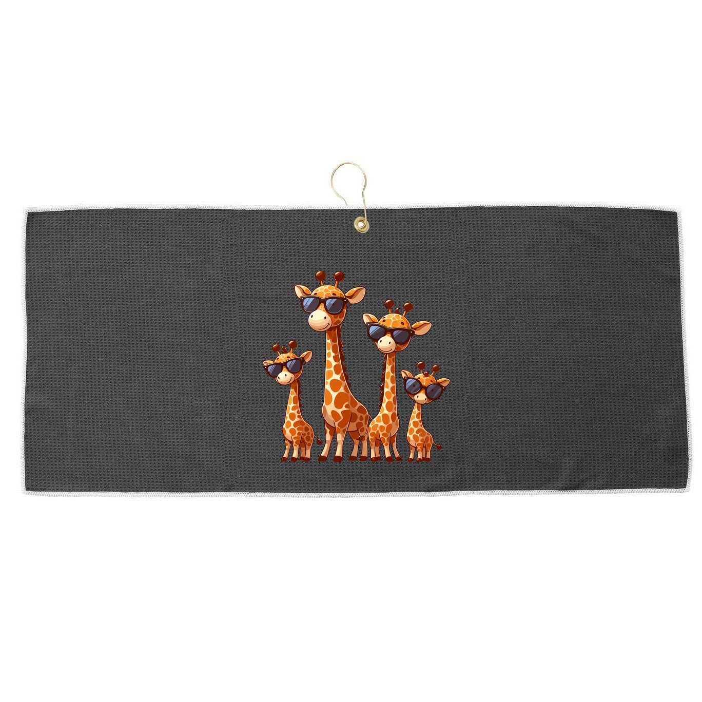 Giraffe Family Sunglasses Safari Zoo Lover Cartoon Giraffes Large Microfiber Waffle Golf Towel