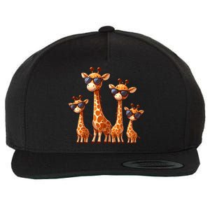 Giraffe Family Sunglasses Safari Zoo Lover Cartoon Giraffes Wool Snapback Cap