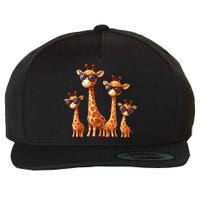 Giraffe Family Sunglasses Safari Zoo Lover Cartoon Giraffes Wool Snapback Cap