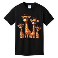 Giraffe Family Sunglasses Safari Zoo Lover Cartoon Giraffes Kids T-Shirt