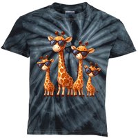 Giraffe Family Sunglasses Safari Zoo Lover Cartoon Giraffes Kids Tie-Dye T-Shirt