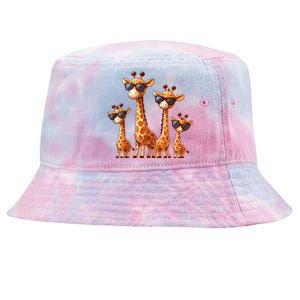 Giraffe Family Sunglasses Safari Zoo Lover Cartoon Giraffes Tie-Dyed Bucket Hat