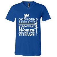 God Found Some Of The Strongest Veterans Army Cute Gift V-Neck T-Shirt