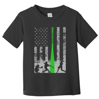 Green Fastpitch Softball Flag Softball Player On Flag Toddler T-Shirt