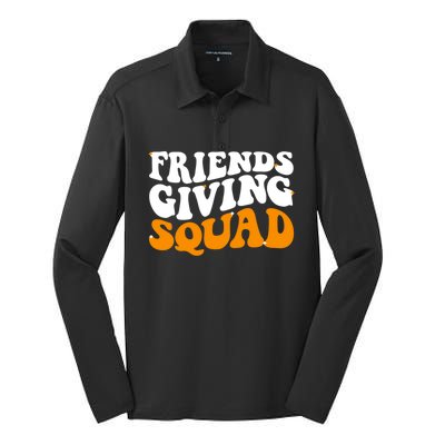 Groovy Friendsgiving Squad Funny Thanksgiving Silk Touch Performance Long Sleeve Polo