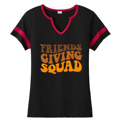 Groovy Friendsgiving Squad Funny Thanksgiving Ladies Halftime Notch Neck Tee