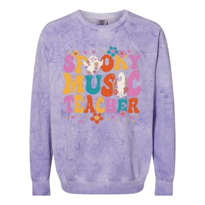 Groovy Faboolous Spooky Music Teacher Halloween Colorblast Crewneck Sweatshirt