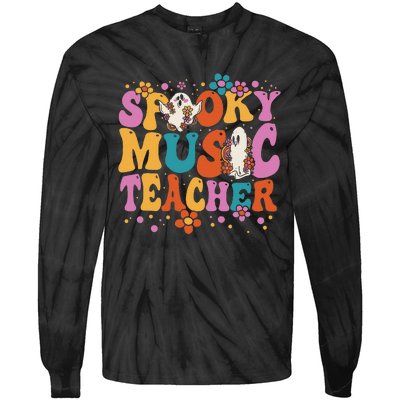 Groovy Faboolous Spooky Music Teacher Halloween Tie-Dye Long Sleeve Shirt