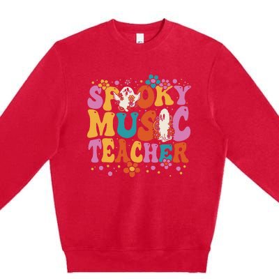 Groovy Faboolous Spooky Music Teacher Halloween Premium Crewneck Sweatshirt