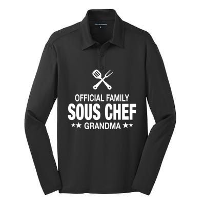 Grandma Family Sous Chef Funny Cooking Grandma Meaningful Gift Silk Touch Performance Long Sleeve Polo