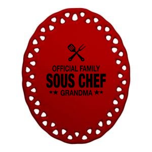 Grandma Family Sous Chef Funny Cooking Grandma Meaningful Gift Ceramic Oval Ornament