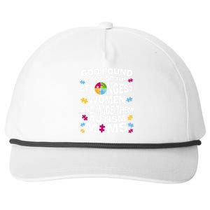 God Found Strongest Women And Make Them Autism Moms Snapback Five-Panel Rope Hat