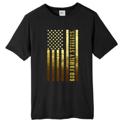 God Family Steelers Pro Us Flag Fathers Day Dad Gift Tall Fusion ChromaSoft Performance T-Shirt