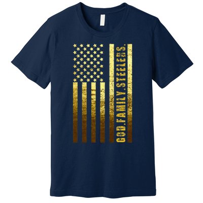 God Family Steelers Pro Us Flag Fathers Day Dad Gift Premium T-Shirt