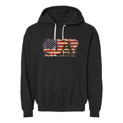 Gadsden Flag Snake America Usa Patriotic Vintage Gift Garment-Dyed Fleece Hoodie