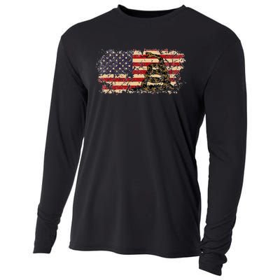 Gadsden Flag Snake America Usa Patriotic Vintage Gift Cooling Performance Long Sleeve Crew