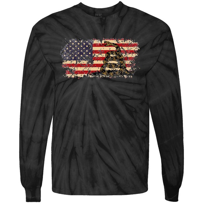 Gadsden Flag Snake America Usa Patriotic Vintage Gift Tie-Dye Long Sleeve Shirt