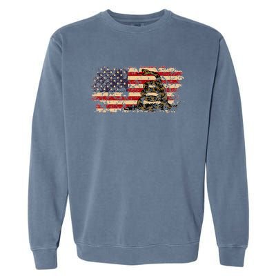 Gadsden Flag Snake America Usa Patriotic Vintage Gift Garment-Dyed Sweatshirt