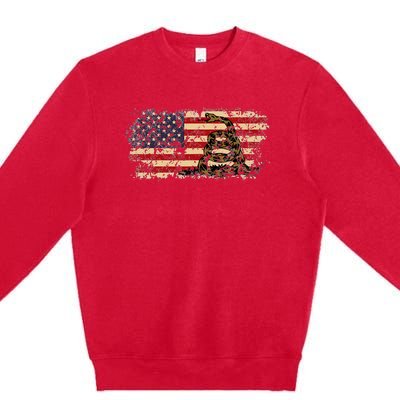 Gadsden Flag Snake America Usa Patriotic Vintage Gift Premium Crewneck Sweatshirt