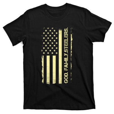 God Family Steelers Pro Us Flag FatherS Day Dad Gift T-Shirt