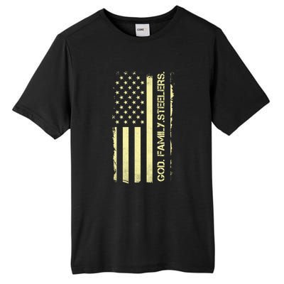 God Family Steelers Pro Us Flag FatherS Day Dad Gift Tall Fusion ChromaSoft Performance T-Shirt