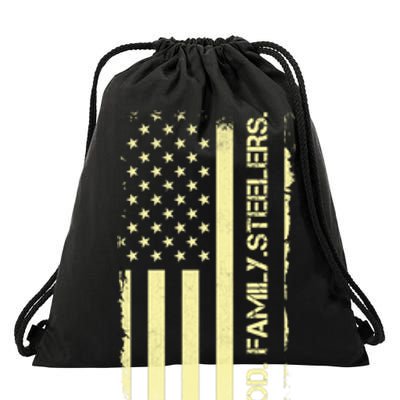 God Family Steelers Pro Us Flag FatherS Day Dad Gift Drawstring Bag