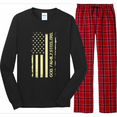 God Family Steelers Pro Us Flag FatherS Day Dad Gift Long Sleeve Pajama Set