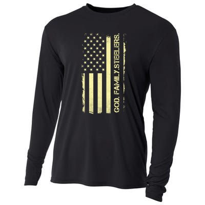 God Family Steelers Pro Us Flag FatherS Day Dad Gift Cooling Performance Long Sleeve Crew