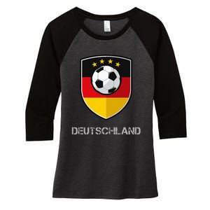 Germany Football Soccer Team Deutschland National Women's Tri-Blend 3/4-Sleeve Raglan Shirt