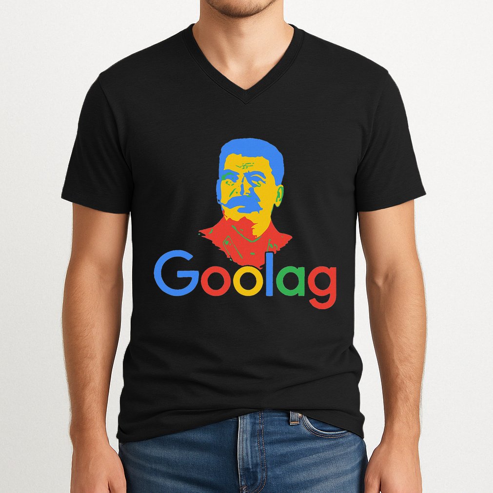 Goolag Funny Soviet Era Political Joke Free Speech Stalin V-Neck T-Shirt