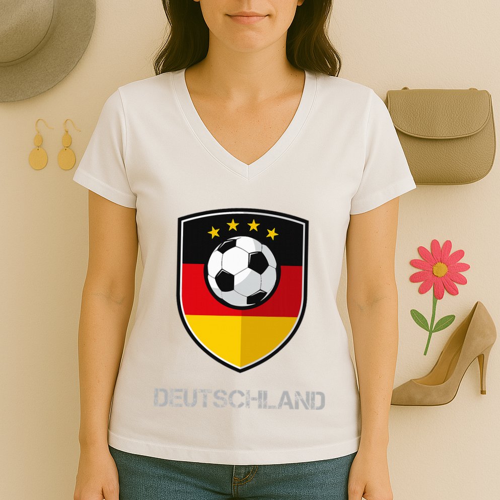Germany Football Soccer Team Deutschland Women's V-Neck T-Shirt
