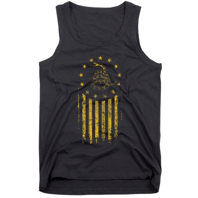 Gadsden Flag Snake Betsy Ross Flag 13 Colonies Vintage Tank Top