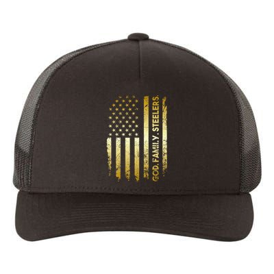 God Family Steelers Pro Us Flag FatherS Day Dad Gift Yupoong Adult 5-Panel Trucker Hat