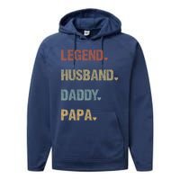 Grandpa Father S Day Legend Husband Dad Papa Vintage Retro Performance Fleece Hoodie