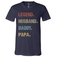 Grandpa Father S Day Legend Husband Dad Papa Vintage Retro V-Neck T-Shirt