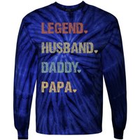 Grandpa Father S Day Legend Husband Dad Papa Vintage Retro Tie-Dye Long Sleeve Shirt