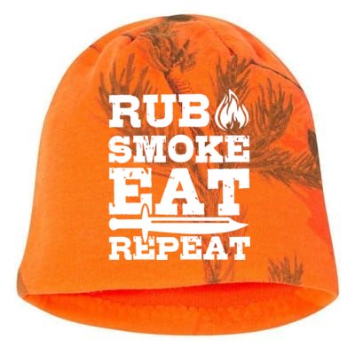 Grilling Funny Saying Rub Smoke Eat Repeat Gift Kati - Camo Knit Beanie