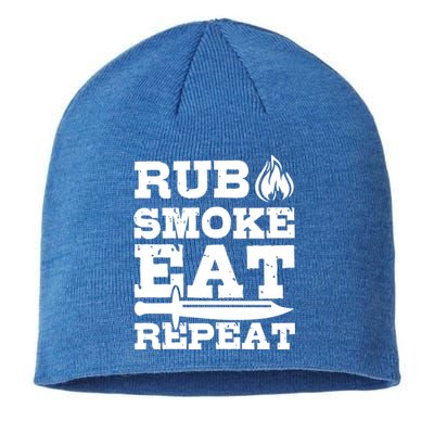 Grilling Funny Saying Rub Smoke Eat Repeat Gift Sustainable Beanie