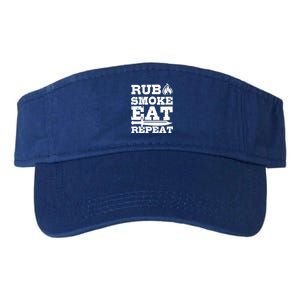 Grilling Funny Saying Rub Smoke Eat Repeat Gift Valucap Bio-Washed Visor