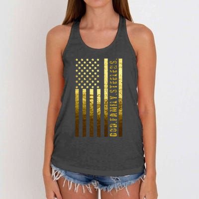 God Family Steelers Pro Us Flag FatherS Day Dad Gift Women's Knotted Racerback Tank