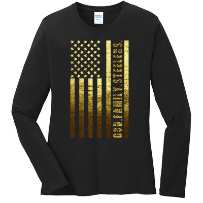 God Family Steelers Pro Us Flag FatherS Day Dad Gift Ladies Long Sleeve Shirt