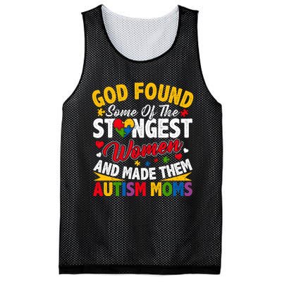 God Found Strongest Women And Made Them Autism Mom Mesh Reversible Basketball Jersey Tank