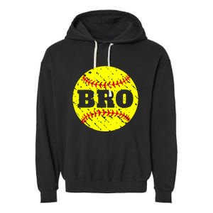 Girl Fastpitch Softball Brother Funny Garment-Dyed Fleece Hoodie