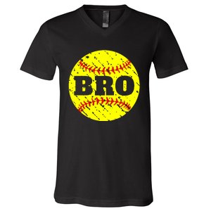 Girl Fastpitch Softball Brother Funny V-Neck T-Shirt