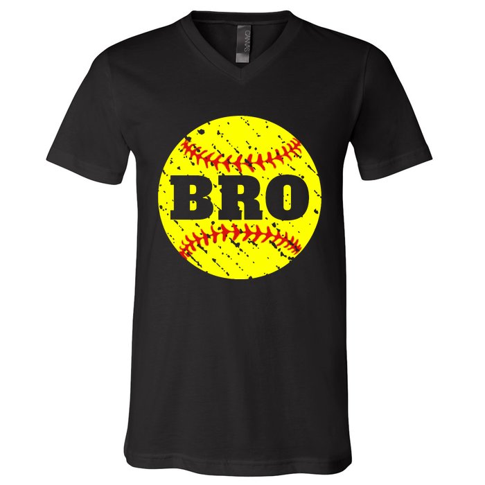 Girl Fastpitch Softball Brother Funny V-Neck T-Shirt