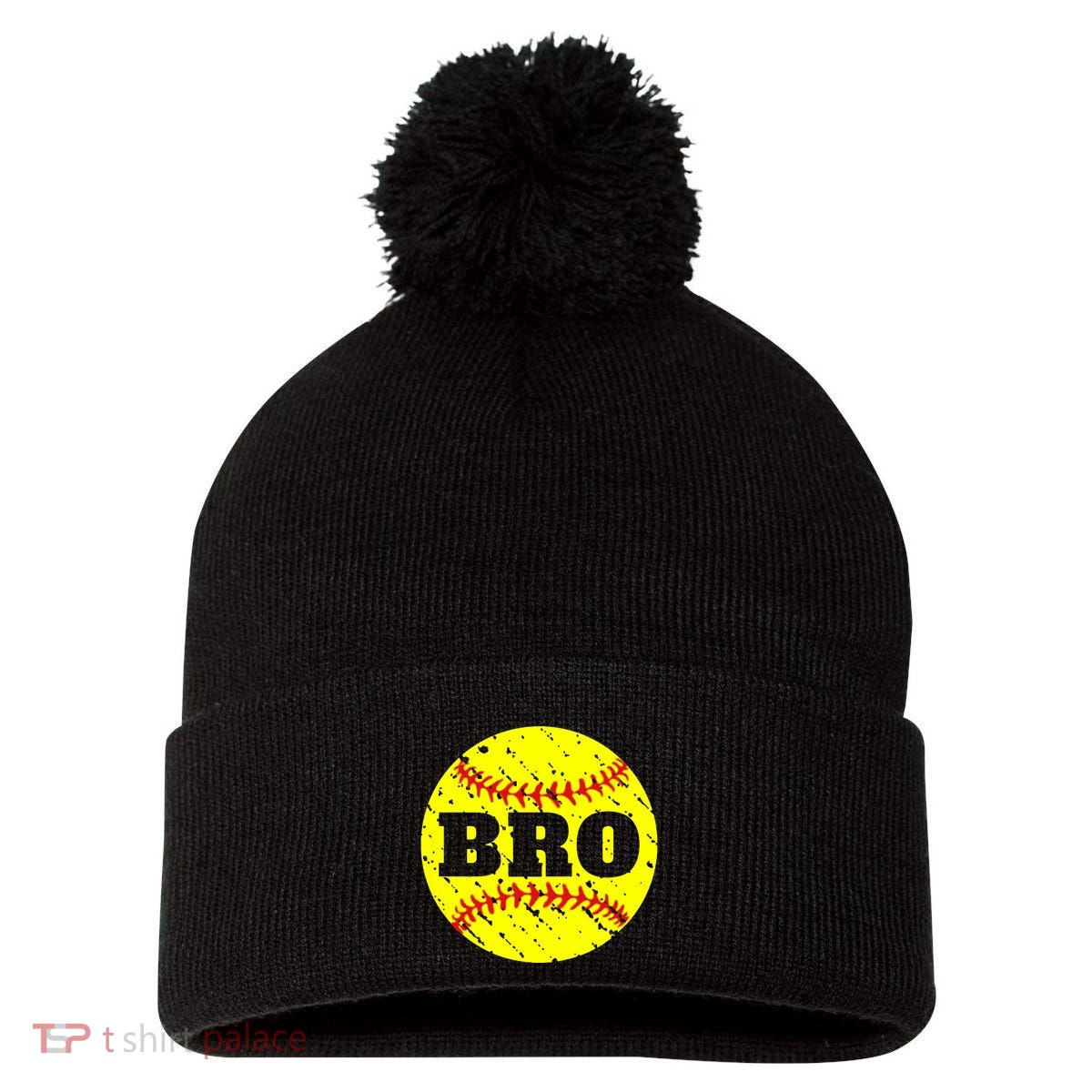 Girl Fastpitch Softball Brother Funny Pom Pom 12in Knit Beanie